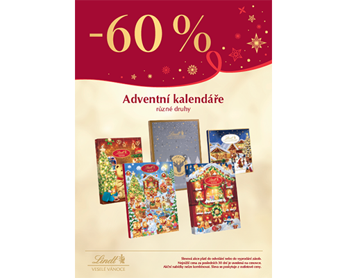 DODATEČNÁ sleva 60 % na adventní kalendáře
