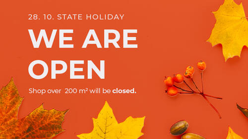 Opening hours during bank holiday 28 October - we are open