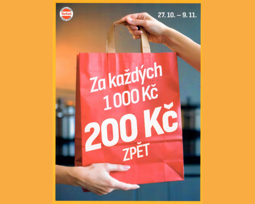 EXTRA akce za každých 1000 Kč dostanete 200 Kč zpět